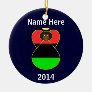 Ornamento De Cerâmica Anjo da Bandeira Afro-Americana