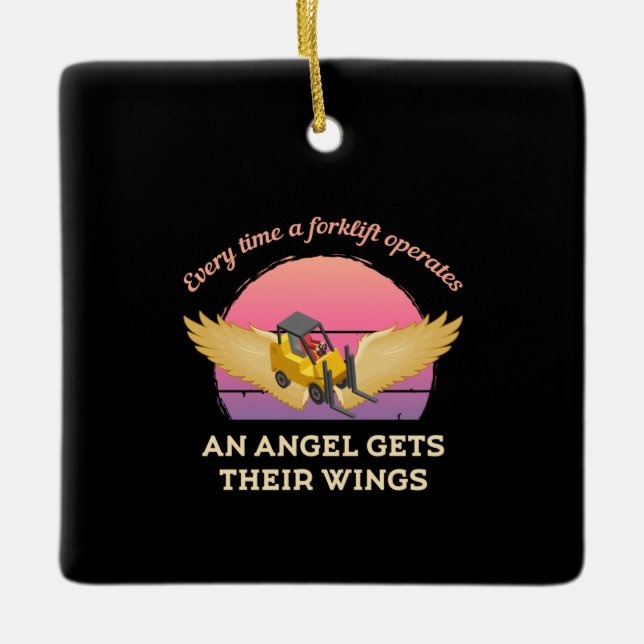 Ornamento De Cerâmica Anjo da empilhadeira (Frente)