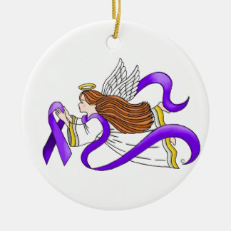 Ornamento De Cerâmica "Anjo da fita roxa" da consciência