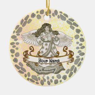 Ornamento De Cerâmica Anjo de Aniversário de Janeiro
