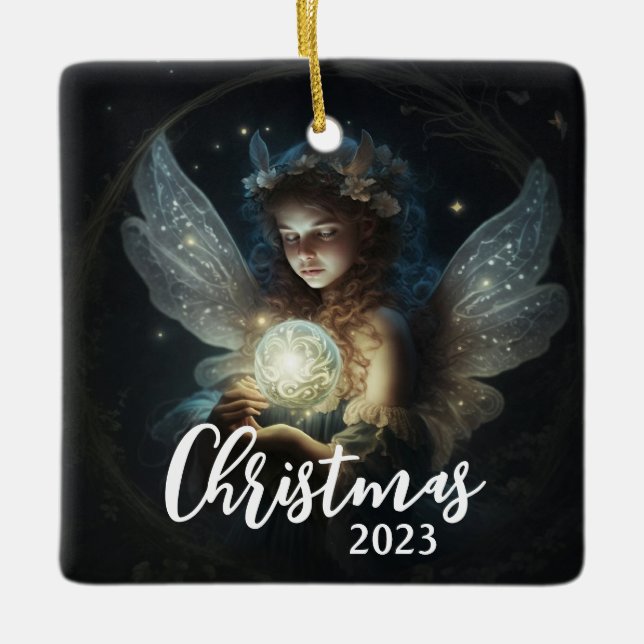 Ornamento De Cerâmica Anjo de Natal (Frente)
