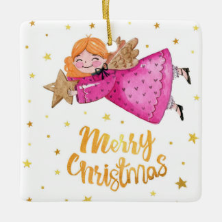 Ornamento De Cerâmica Anjo de Natal Adorável