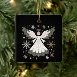 Ornamento De Cerâmica Anjo de Natal Brilho Cristão Xmas Religioso