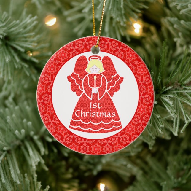 Ornamento De Cerâmica Anjo de Natal da Garota do Bebê (Árvore)