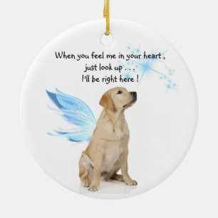 Ornamento De Cerâmica Anjo do Lab Amarelo Pet Cachorro Natal Memorial