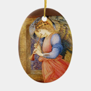 Ornamento De Cerâmica Anjo Jogando Um Flageolet
