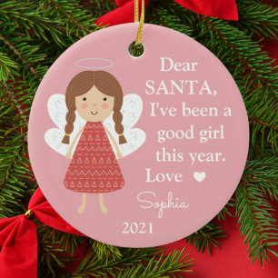 Ornamento De Cerâmica Anjo Natal Fui Boa Menina Foto Natal
