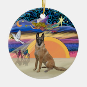 Ornamento De Cerâmica Anjo Natal - Malinois Belga