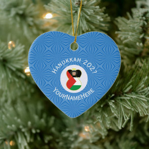 Ornamento De Cerâmica Anjo Palestino Bandeira de Hanukkah Personalizada