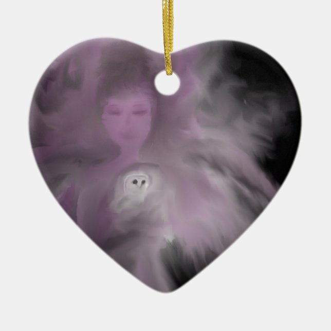 Ornamento De Cerâmica Anjo precioso da coruja (Frente)