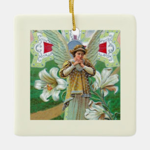 Ornamento De Cerâmica Anjo Rezando