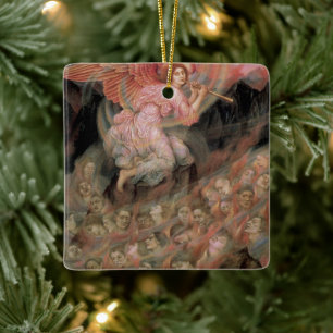 Ornamento De Cerâmica Anjo Tocando Flauta para as Almas no Inferno por E