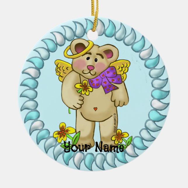 Ornamento De Cerâmica Anjo Urso do Amor (Frente)