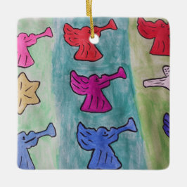 Ornamento De Cerâmica Anjos de Natal com trompetes