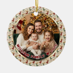 Ornamento De Cerâmica Anjos de Natal Vintage com Foto e Nome Personaliza
