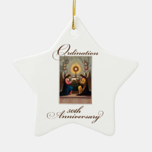 Ornamento De Cerâmica Anjos no Altar no 50º Aniversário de Ordenação