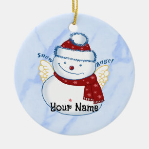 Ornamento De Cerâmica Anjos Snowman