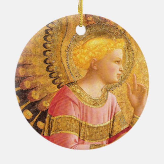 Ornamento De Cerâmica ANNUNCIATION ANGEL IN GOLD PINK Christmas (Traseira)