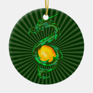 Ornamento De Cerâmica Ano Chinês do Dragão Jade Verde