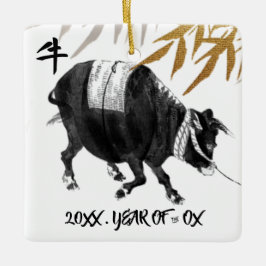 Ornamento De Cerâmica Ano Chinês do Ox | Presente para o Ano Personaliza