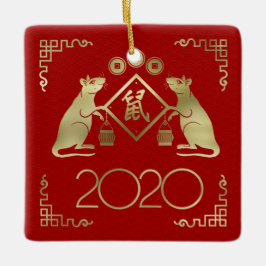 Ornamento De Cerâmica Ano Chinês do Rato 2020