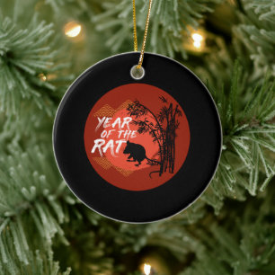 Ornamento De Cerâmica Ano Chinês do Rato - Arte Bambu