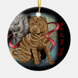 Ornamento De Cerâmica Ano chinês do zodíaco do cão