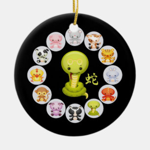 Ornamento De Cerâmica Ano chinês do zodíaco do cobra