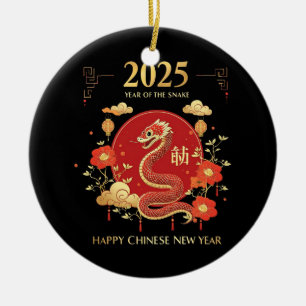 Ornamento De Cerâmica Ano da Serpente Ano Novo Lunar 2025 Chinês Novo