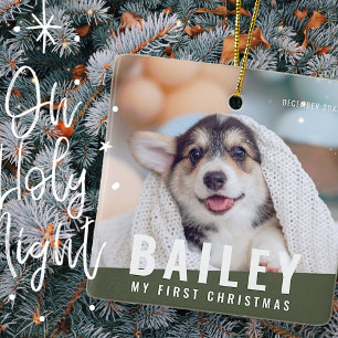 Ornamento De Cerâmica Ano de Foto Moderno Personalizado de Natal de Pet