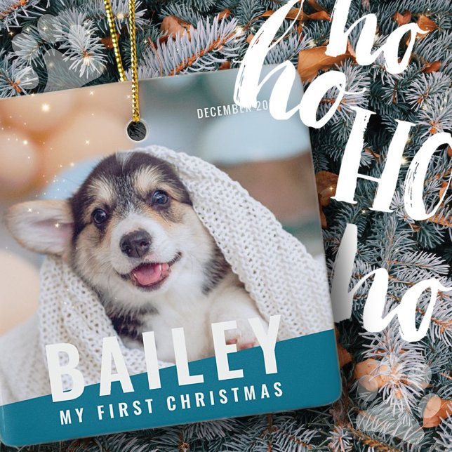 Ornamento De Cerâmica Ano de Foto Moderno Personalizado do Primeiro Nata (Criador carregado)