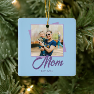 Ornamento De Cerâmica Ano de Fundação da Mamãe com Foto de Férias