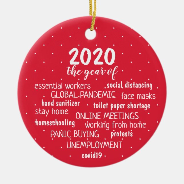 Ornamento De Cerâmica Ano do Coronavírus (Frente)