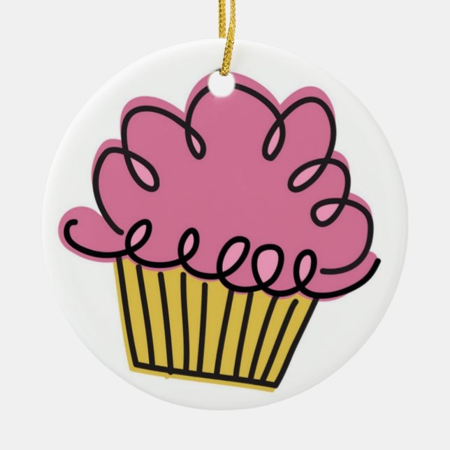 Ornamento De Cerâmica Ano do cupcake (Frente)