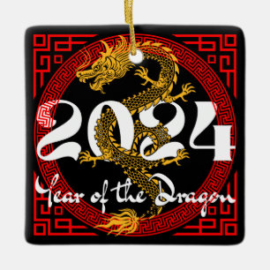 Ornamento De Cerâmica Ano do Dragão 2024 zodíaco chinês