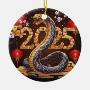 Ornamento De Cerâmica Ano do novo ano na Cobra chinesa