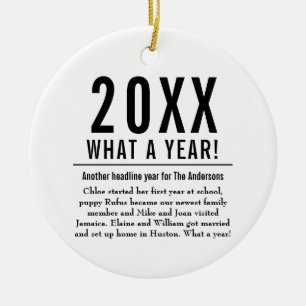 Ornamento De Cerâmica Ano Familiar Divertido Em Revisão Natal Moderno