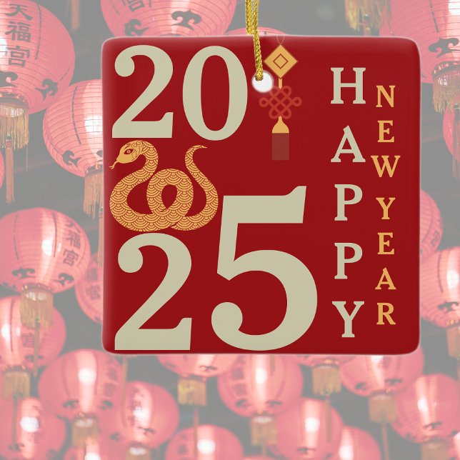 Ornamento De Cerâmica Ano Novo Chinês 2025 Da Família Cobra Red (Criador carregado)