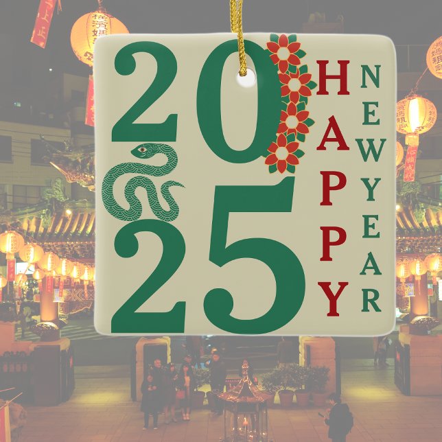 Ornamento De Cerâmica Ano Novo Chinês De 2025 Do Cobra Verde (Criador carregado)