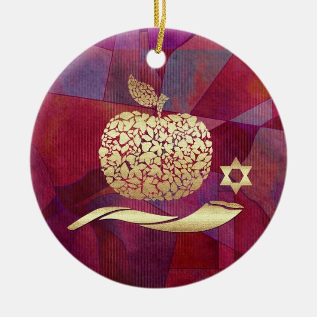 Ornamento De Cerâmica Ano Novo Judeu Personalizado,Rosh Hashanah (Frente)