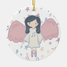 Ornamento De Cerâmica Ano Personalizado do Anjo de Natal do Pastel Bonit