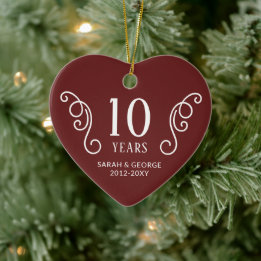 Ornamento De Cerâmica Anos de Casal de Fotografia Personalizados