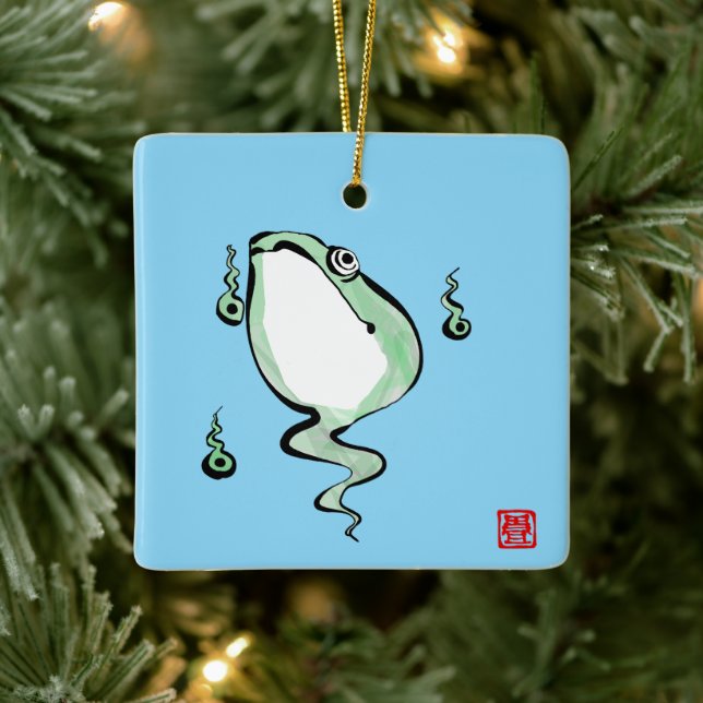 Ornamento De Cerâmica Antecedentes de origem Antiguamente Sapo Inchado (Árvore)