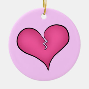 Ornamento De Cerâmica Anti dia dos namorados do coração cor-de-rosa
