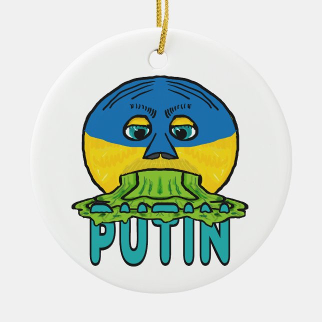 Ornamento De Cerâmica Anti-Putin Pro Ucrânia (Frente)