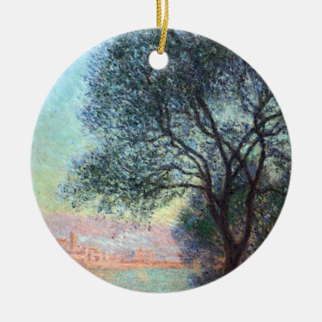 Ornamento De Cerâmica Antibos pela manhã por Claude Monet (Frente)