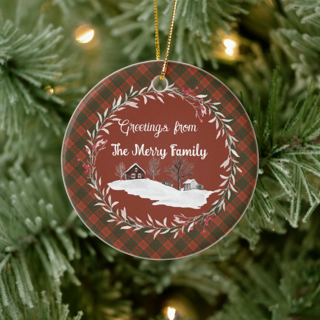 Ornamento De Cerâmica Antigo Ancião Escocês Original Tartan (Árvore)