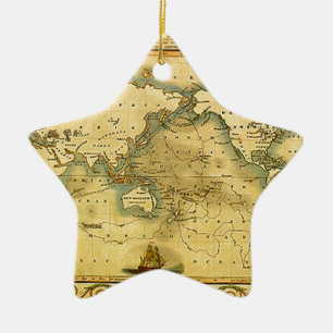 Ornamento De Cerâmica Antigo Mapa Mundial Antiquado