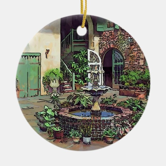 Ornamento De Cerâmica Antigo Orleans Francês Trimestre Cerâmico (Frente)