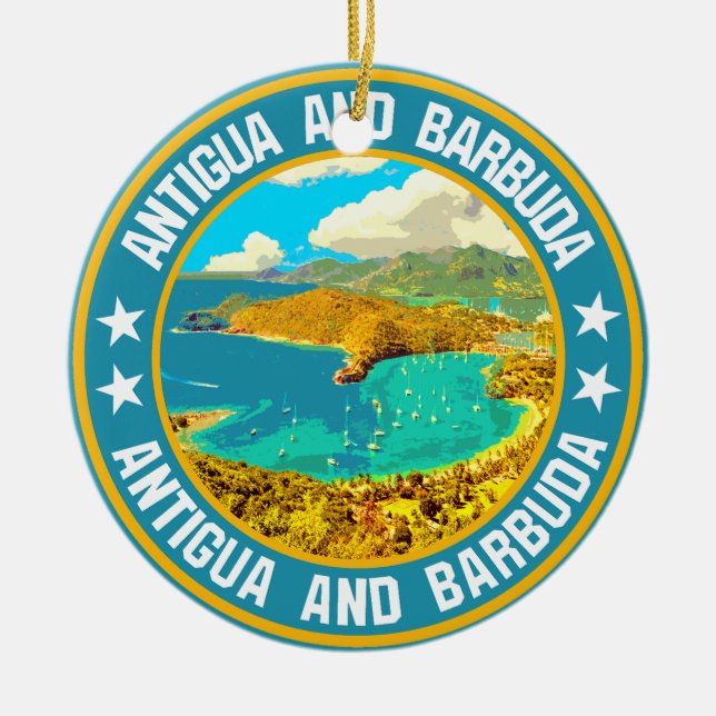 Ornamento De Cerâmica Antígua e Barbuda (Frente)